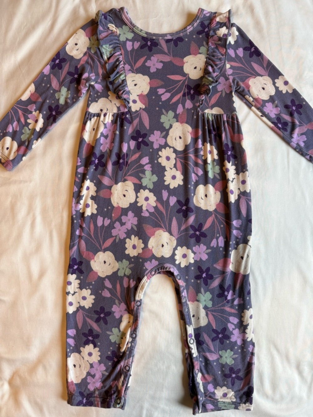 Play by Little Sleepies Floral Purple One-Piece Romper 12-18 m.